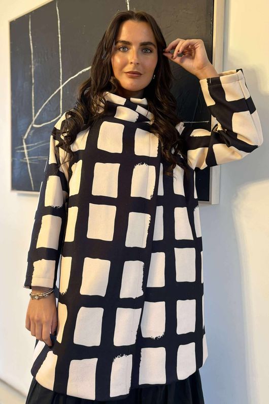 Cori Longline Jacket Grid